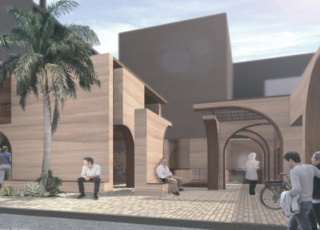 Rammed Earth Structure Enhancing Cultural Exchange Through Natural Light and Community Engagement