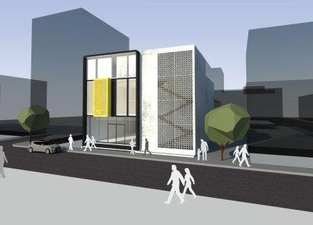 Sustainable Concrete and Glass Library With Expansive Skylights and Communal Terrace  
