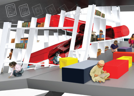 Spiral Circulation and Glass Facades Enhance Community Learning Environment