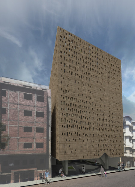 Perforated Brick Facade Integrating Natural Light and Reflection Spaces in a Community Library  
