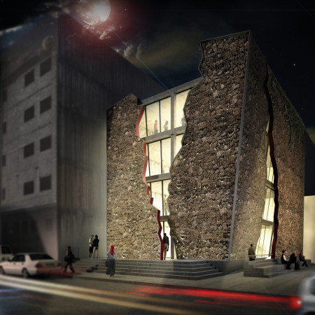 Rubble Facade Enveloping Flexible Public Space in a Community Library