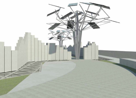 Transparent Concrete Canopy With Solar Integration Serving as a Commemorative Space