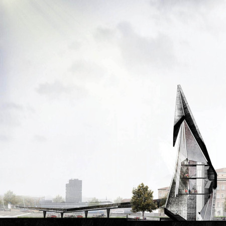 Cultural Center with Metal Wire Mesh Cladding and a Dual-Layer Facade in Riga  