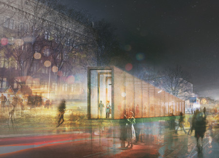 Linen-Covered Memorial Emphasizing Community Connection Through Sustainable Timber Construction