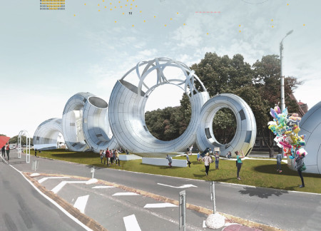 Interactive Rings Crafted from Glass-Reinforced Concrete and Steel in a Urban Commemorative Space