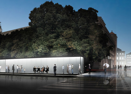 Dynamic Interaction Through Rotating Glass Panels in a Steel and Concrete Memorial Space  