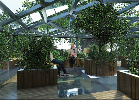 Biophilic Community Hub Integrating Vertical Gardens and Natural Wood Facades