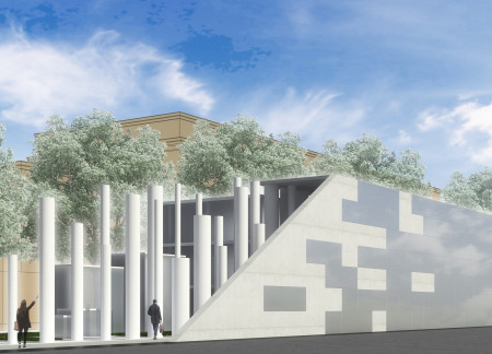 Charred Wooden Shingles and Concrete Columns Shape a Community Memorial Inspired by Historical Unity