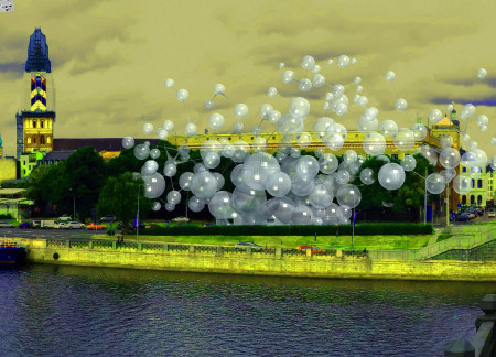 Translucent Spheres Constructed With Pneumatic Elements Creating a Public Memorial Experience  