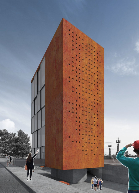 Corten Steel Facade With Interactive Exhibition Spaces Emphasizing Community Reflection