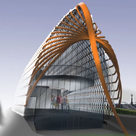 Clasped Hands of Structural Steel and Reinforced Glass Emphasize Unity in Commemorative Space