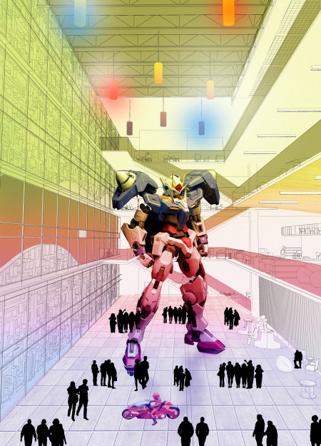 Dynamic Steel Mosaic Shaping Community Spaces in Tokyo