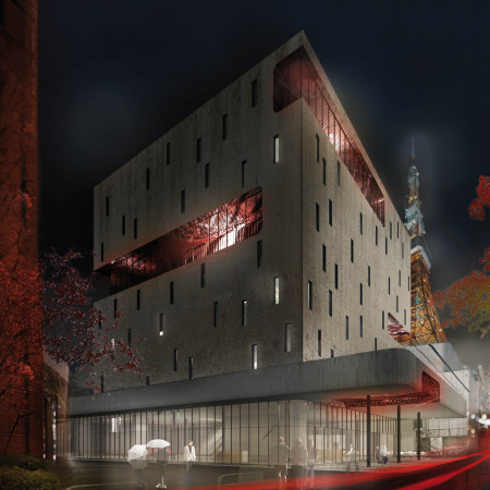 Textured Concrete Facade With Filigree Elements in a Multifunctional Urban Hub