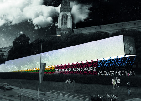 Glass Prisms and Concrete Forms Creating a Collective Reflection of Freedom  