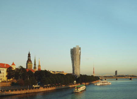 Towering Structure of Concrete and Glass Celebrating Community Unity Along the Waterfront