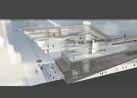 Translucent Glass Facade with Modular Steel Framework Enhances Community Interaction
