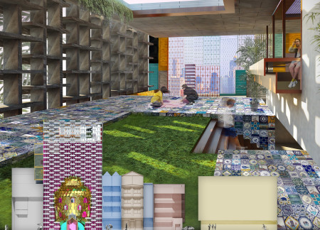 Ceramic Mosaic Facade with Reinforced Concrete Structure in a Cultural Community Space