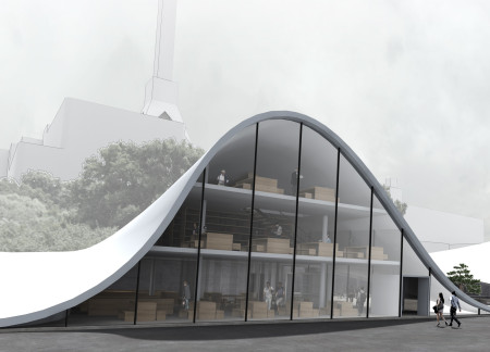 Fluid Glass Facade Paired With Sustainable Concrete and Warm Timber Creates Adaptive Community Spaces
