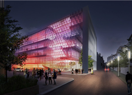 Charred Wooden Shingles and Glass Walls in a Flexible Cultural Laboratory Design  