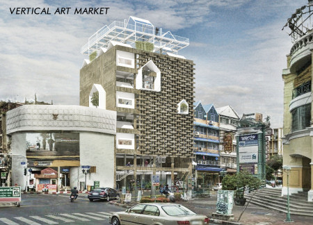 Perforated Brick Facade With Natural Wood Accents in a Community-Centric Market Design