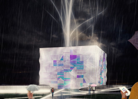 Translucent Facade Featuring Digital Screens in a Community-Centric Museum Space