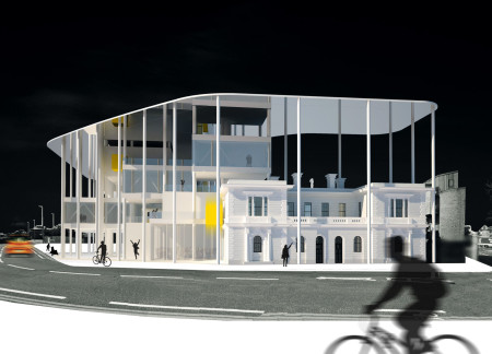 Curvilinear Structure Featuring Geothermal Systems and Transparent Facade for Digital Exploration
