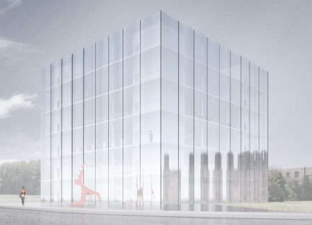 Reflective Glass Facade and Flexible Spaces in a Community-Centric Internet Museum