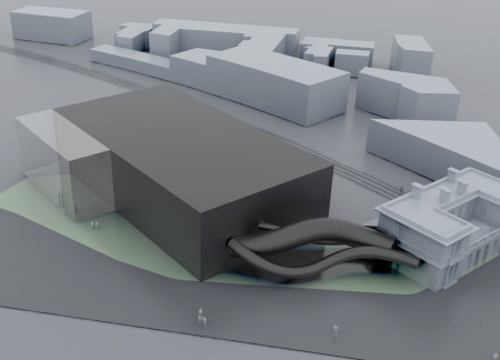 Curved Steel Connector and Interlocking Concrete Forms Enhance Community Engagement and Energy Flow  
