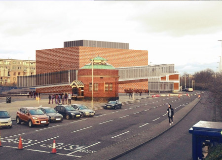 Cultural Institution Featuring London Stock Brick and Interactive Exhibits Highlighting Digital Heritage