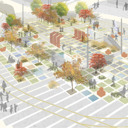 Biophilic Design with Modular Concrete Elements in a Community-Centered Space