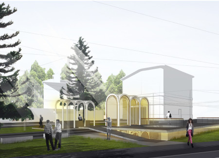 Concrete Arches and Glass Façade Creating a Community Hub in Rome's Public Piazza