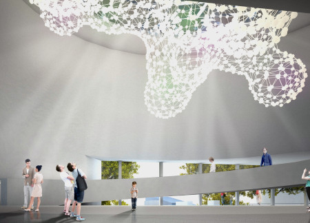 Charred Wood and Glass Façade Enhancing Community Connectivity in Urban Museum Space