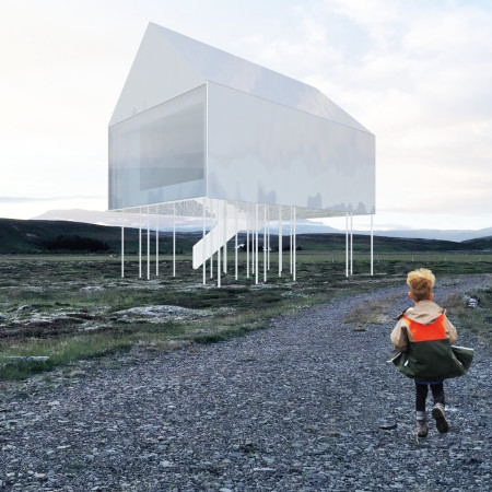 Elevated Shelters of Aluminum Cladding and Sheep Wool Insulation Nestled in the Icelandic Landscape