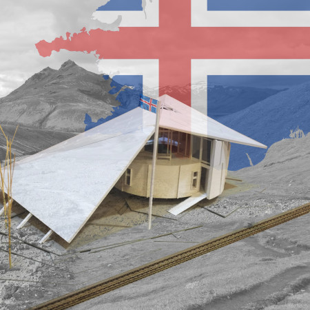 Trekking shelter featuring cross-laminated timber and charred wood shingles in a sustainable design for Iceland's wilderness