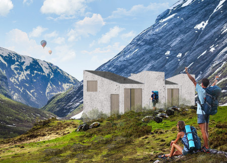 Modular Cabin Crafted From Concrete And Steel With Panoramic Glass Entrances Nestled In Icelandic Landscape