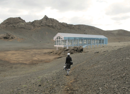 Elevated Aluminum Structure Embracing Sheep Wool Insulation in Volcanic Landscape  