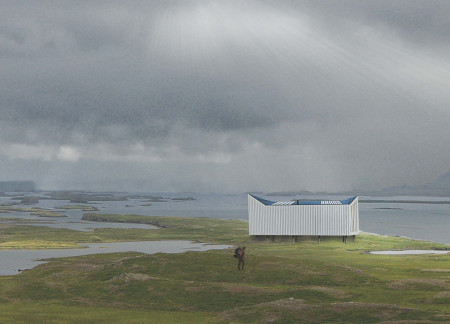 Asymmetrical Shelter Crafted from Local Timber and Aluminum in the Icelandic Landscape