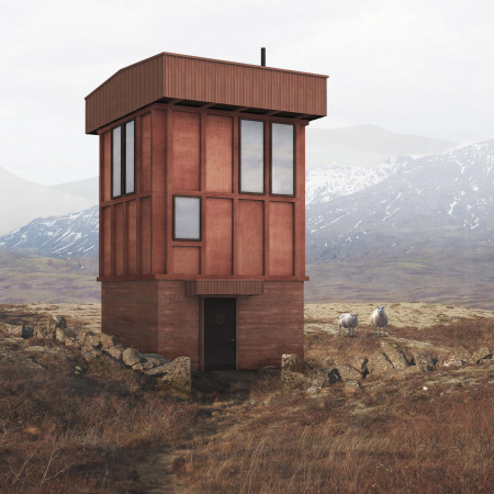 Charred Wooden Shingles and Laminated Lumber Cabins Designed for Trekking Experiences in Iceland