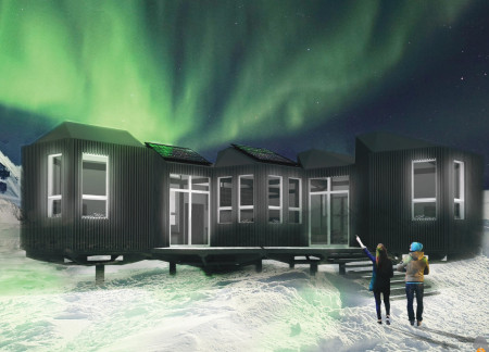 Charred Wood Cladding and Hexagonal Modular Design in Sustainable Accommodation