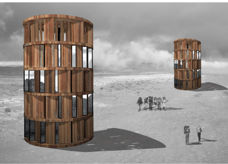 Corten Steel Shelter Featuring Modular Design and Wind Energy Integration for Trekking Communities