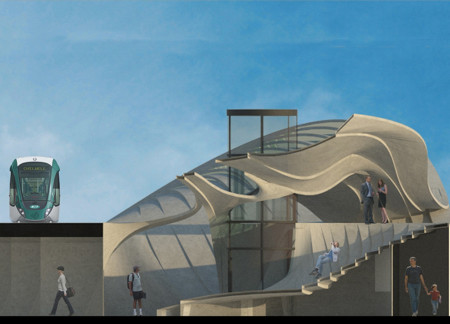 Curvilinear Concrete Forms With Sunken Courtyards Enhancing Community Engagement  