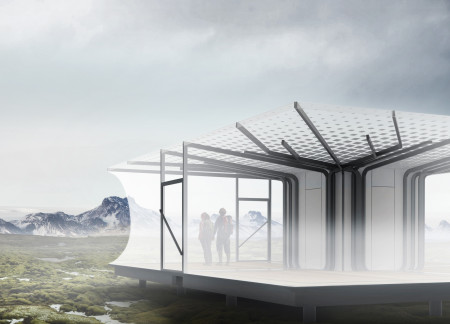 Charred Wood Shingles and Ethereal ETFE Canopy Create a Multifunctional Shelter in Icelandic Landscape