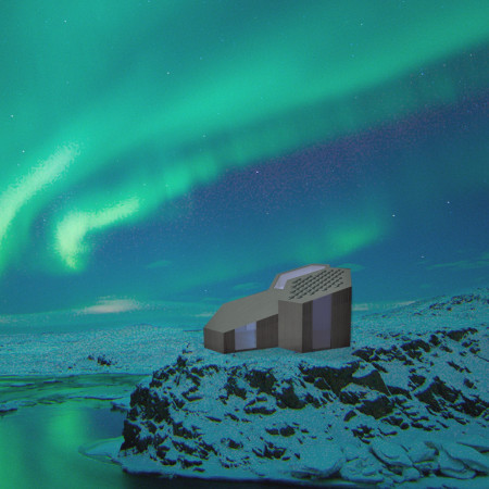 Vertical Tubes of Insulated Foam and Natural Wood in Remote Icelandic Shelter  