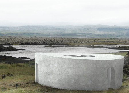 Circulating Hearth in a Concrete Refuge with Natural Light and Modular Design  