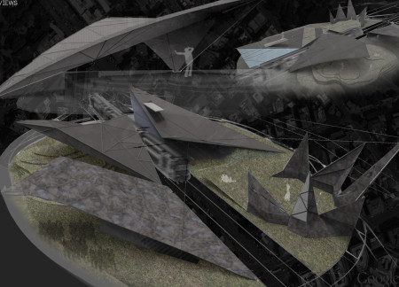 Charred Concrete Poetry Hall Emphasizing Community Interactivity Through Sustainable Design
