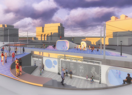 Sculptural Concrete Forms Enhancing Public Interaction Within A Cultural Gathering Space