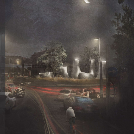Curvilinear GFRC Forms Enhancing Community Interaction Within An Urban Square  