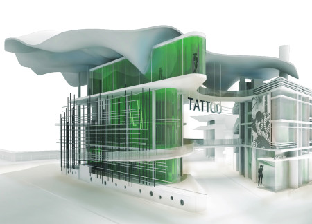 Charred Shingles and Transparent Facades in a Creative Hub for Tattoo Education  