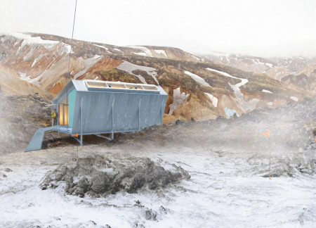 Super-Insulated Modular Shelter Elevated on Pylons with Natural Timber Accents  