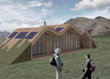 Earth-Sheltered Cabin Featuring Green Roof and Geothermal Heating